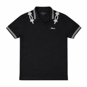 AKOO Black Embroidered Polo Shirt Men’s Medium Streetwear Graphic Logo